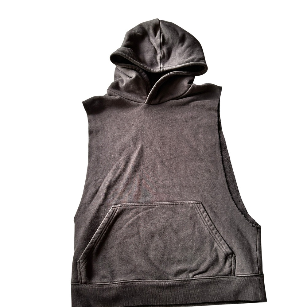 Alo Yoga Renown Sleeveless Hoodie Small Black Fleece Muscle Tank Hooded Top